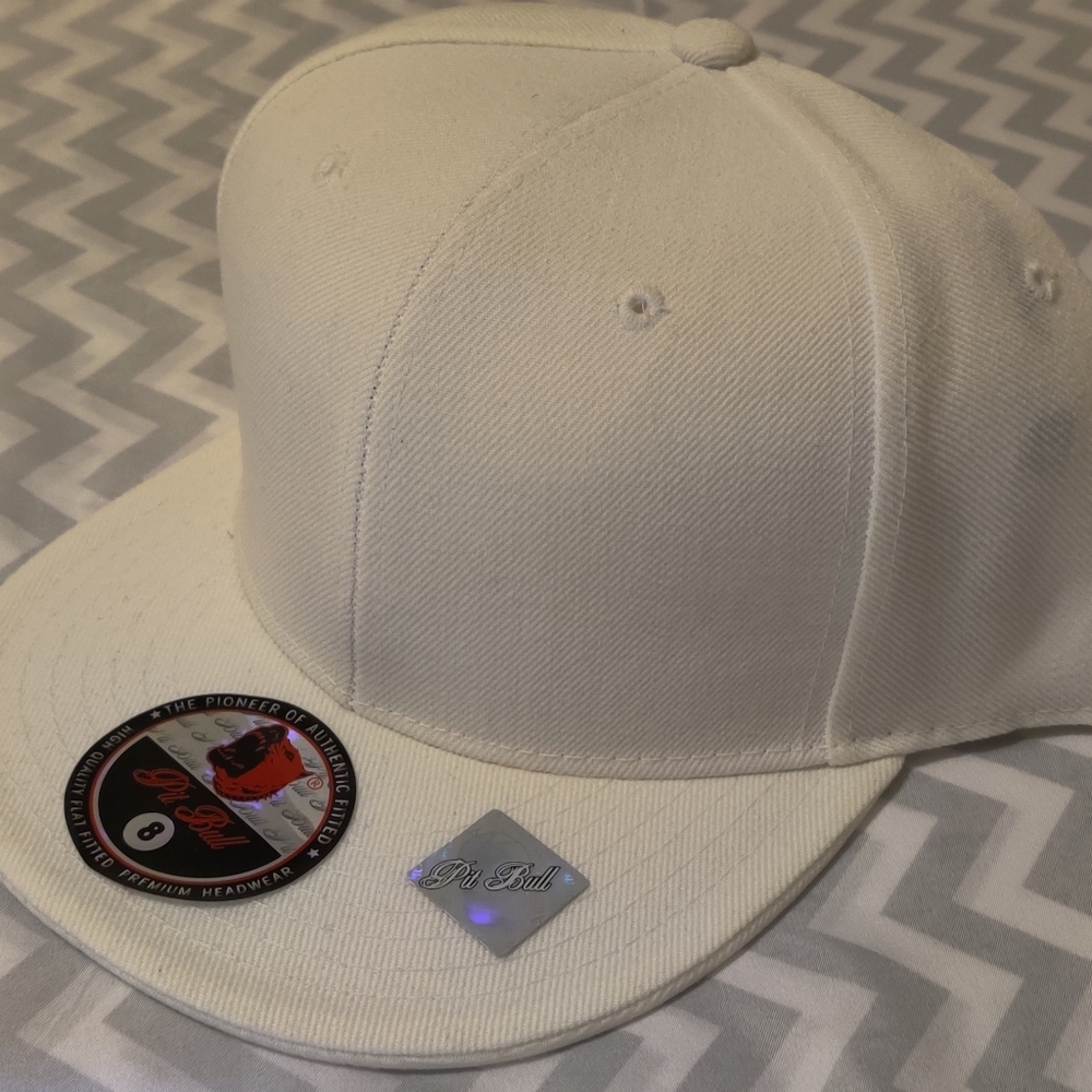 Pit Bull, flat bill, white fitted baseball cap